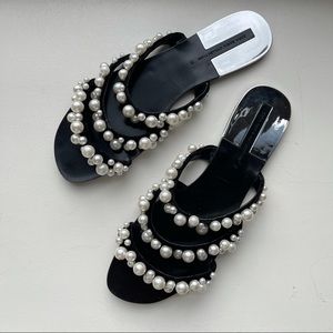zara pearl slide sandals